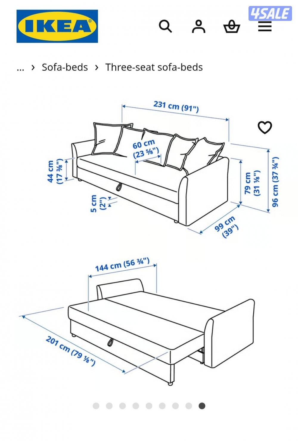 IKEA HOLMSUND 3-seat sofa bed كنبة سرير ثلاثية المقاعد1