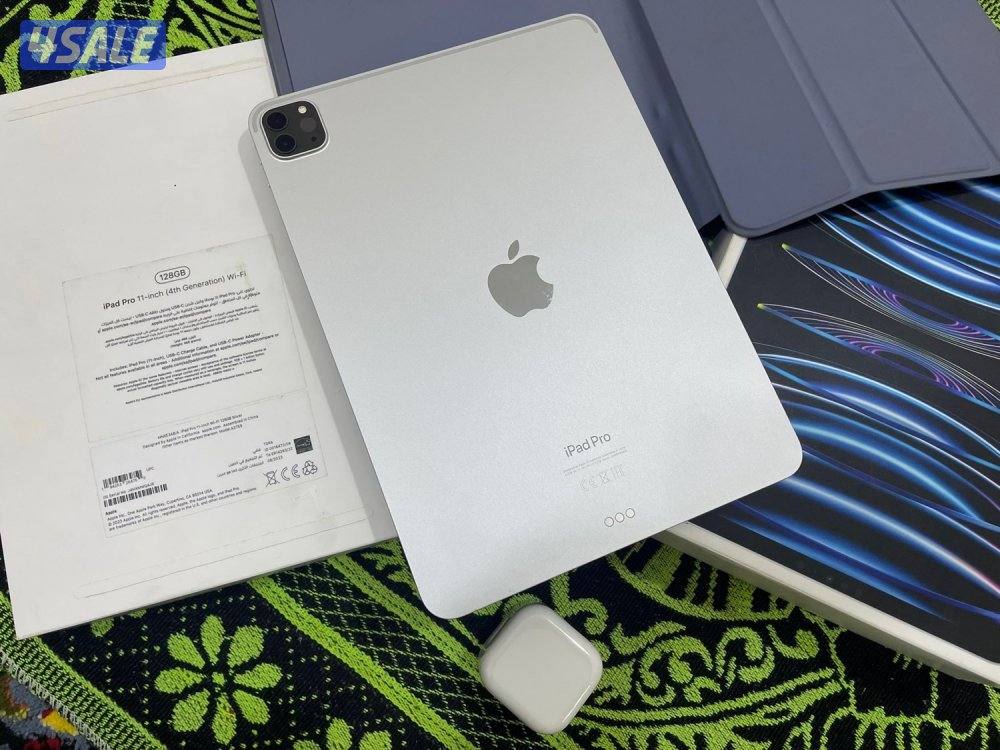 ايباد برو M2 الجيل الرابع 11 انش 128 غيغا بطارية 100 مع الكرتون والشحن4