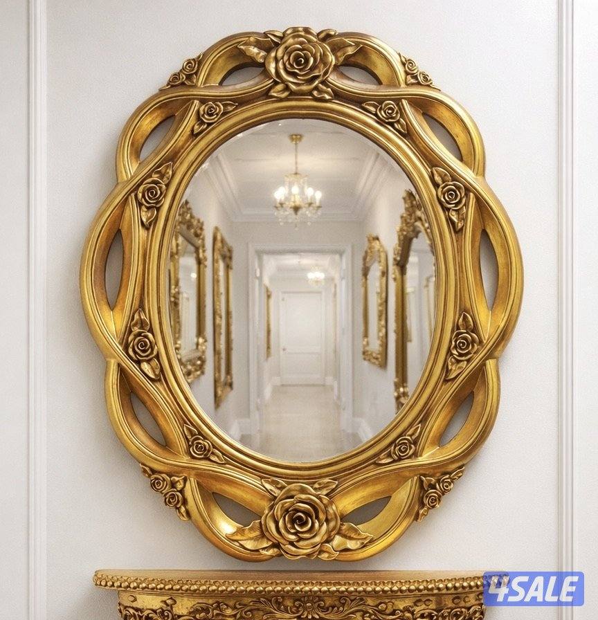 مرآة باروكية فاخرة مع رف كونسول مزخرف2