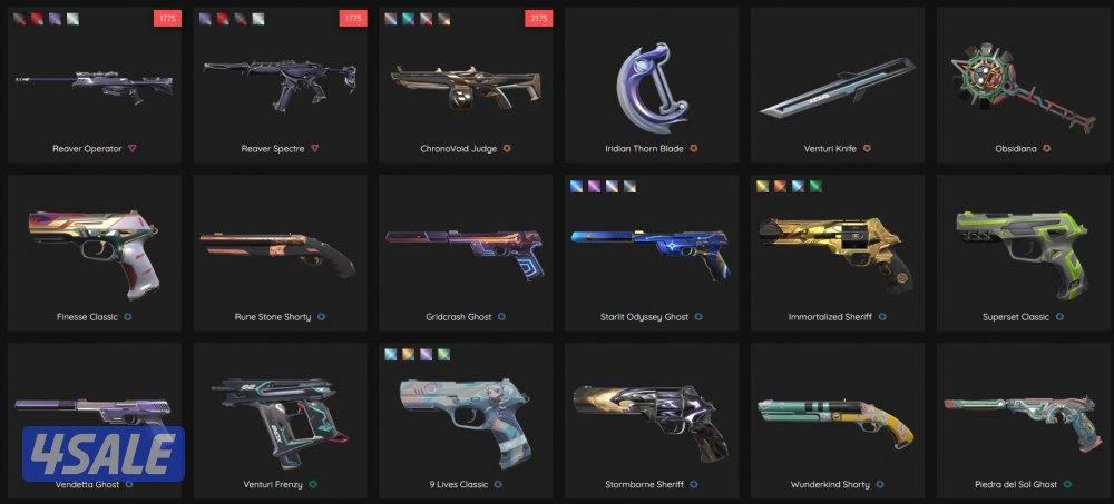 valorant account with bunch of skins almost all agents4