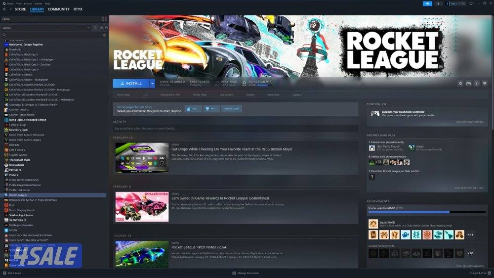 حساب ستيم في روكت ليق و العاب عشوائيه و ينربط ابيك قيمز0