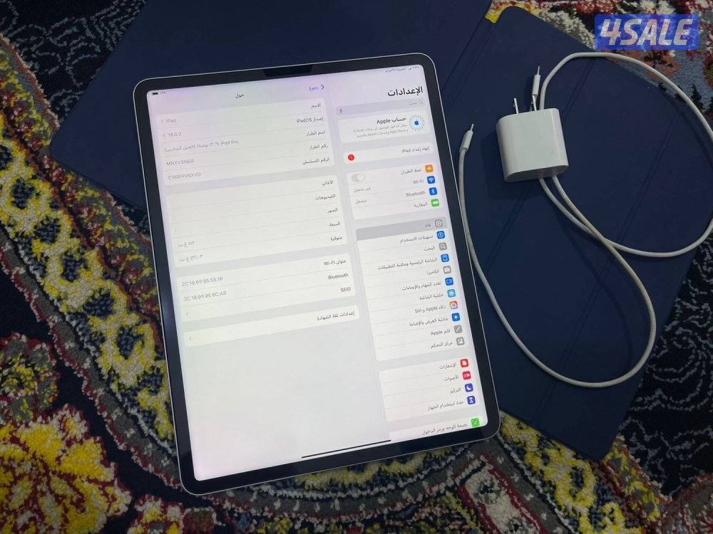 ايباد برو M2 الجيل السادس 12.9 انش 512 غيغا بطاريه 89 نظيف حيل مع شاحن4