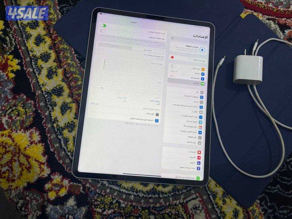 ايباد برو M2 الجيل السادس 12.9 انش 512 غيغا بطاريه 89 نظيف حيل مع شاحن9