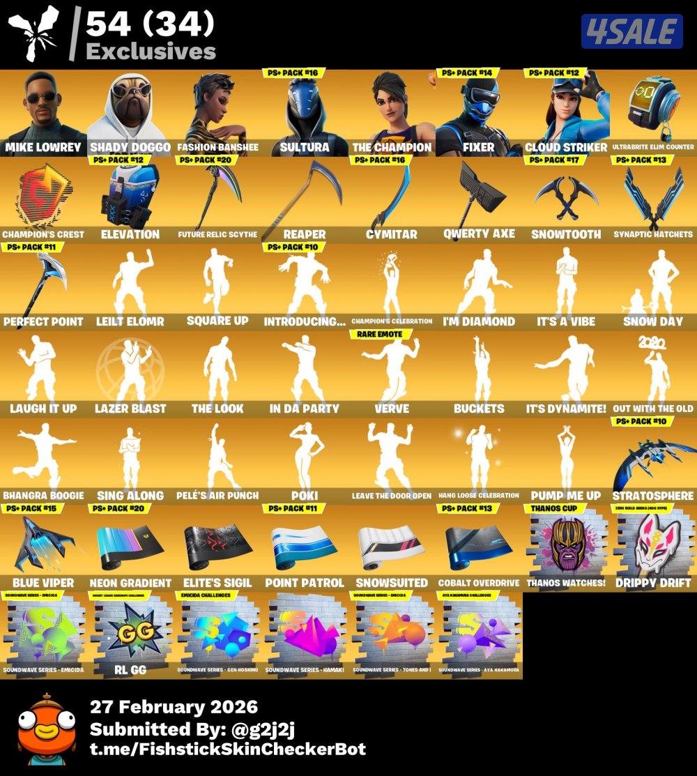 حساب فورت نايت نادر وحفل الملكي10