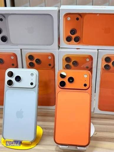 ايفون 17 برو ماكس سلفر وبرتقالي بطاريه 100 بكرتونه كسر زيرو2