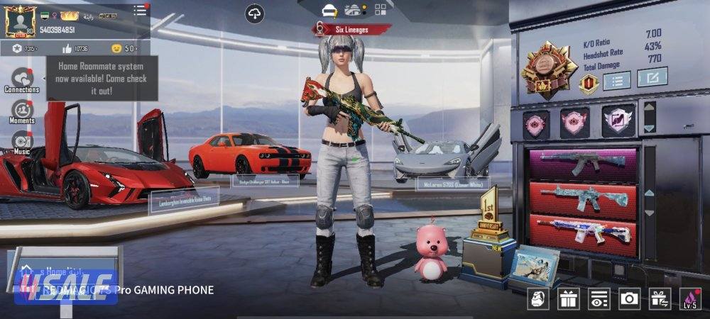 حساب ببجي ٤٥ سلاح مطور معظمهم كيل مسج0