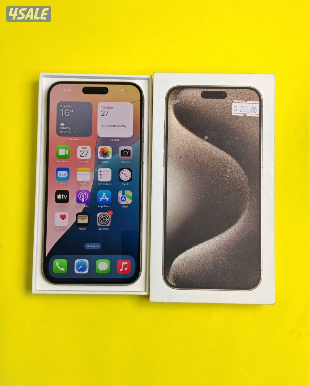 ايفون 15 برو ماكس – 512 جيجا – تيتانيوم طبيعي بطارية 87% مستعمل كالجدي7