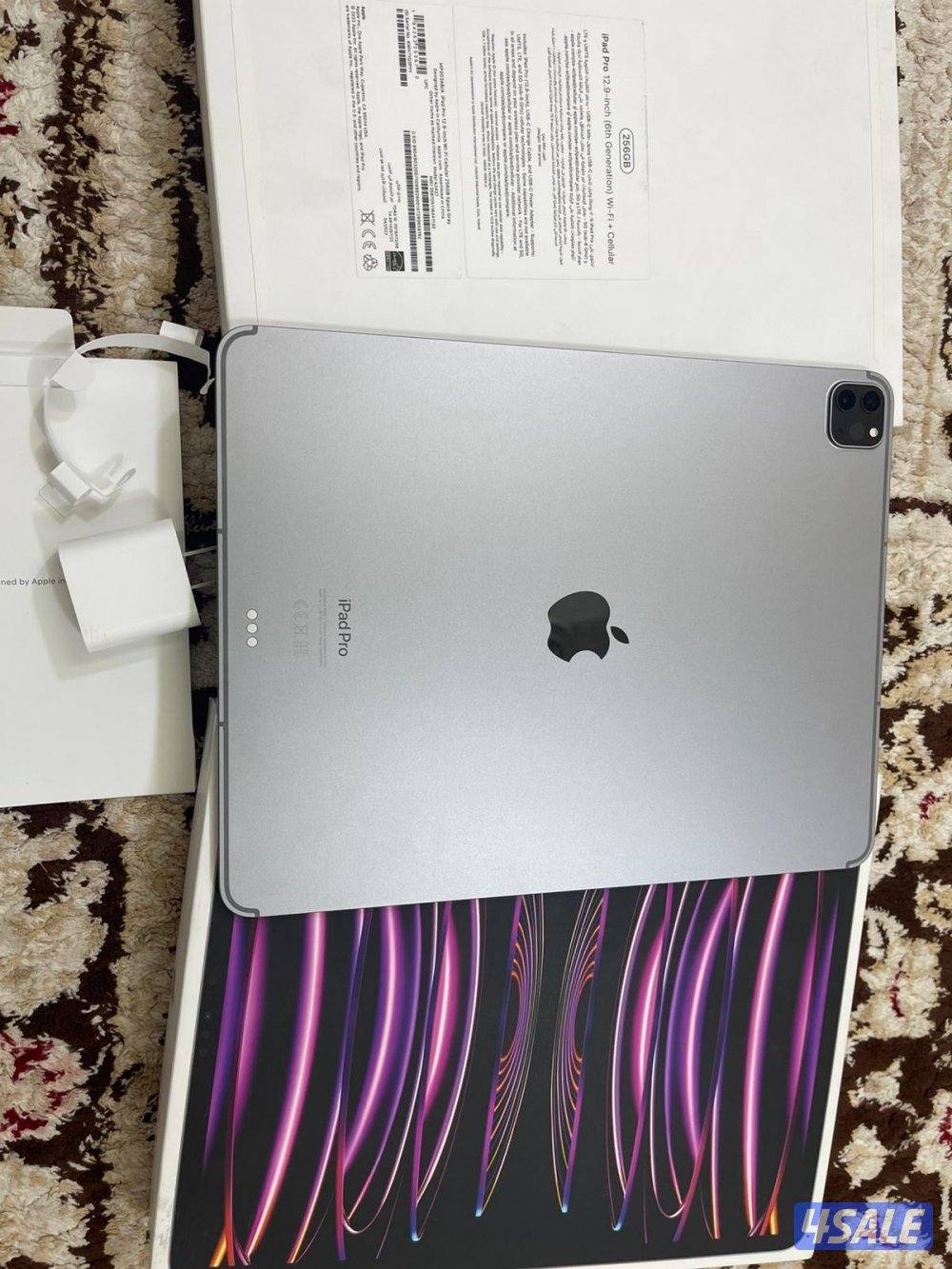 ايباد برو M2 الجيل السادس 12.9 انش 256 غيغا بطارية 100 مع الكرتون0