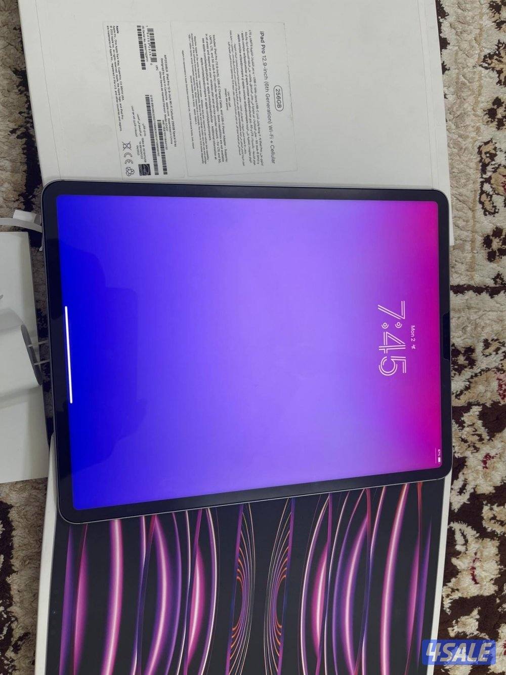 ايباد برو M2 الجيل السادس 12.9 انش 256 غيغا بطارية 100 مع الكرتون1