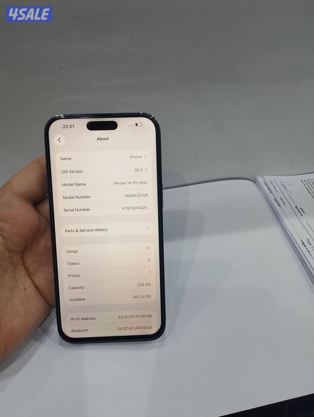 ايفون 14برو ماكس 256 شريحه 24