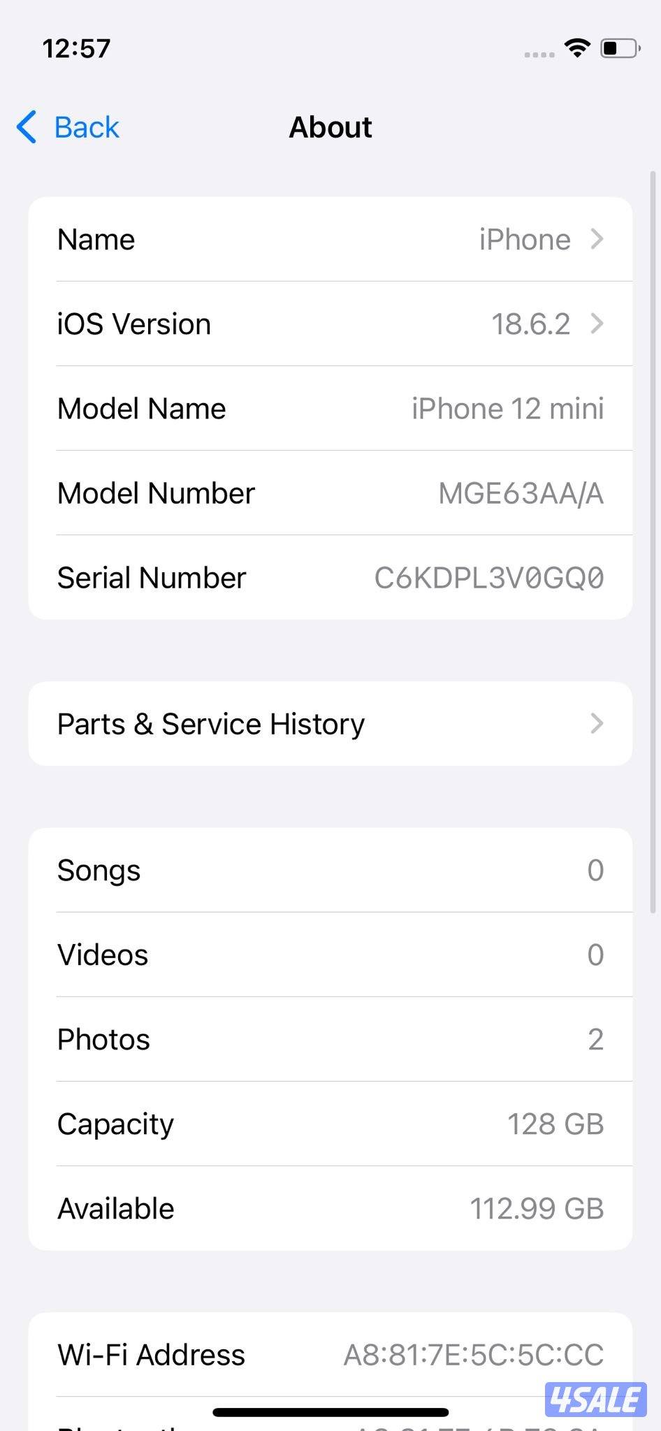 ايفون 12 ميني – 128 جيجا – أزرق بطارية 77% مستعمل iPhone 12 mini 128GB8
