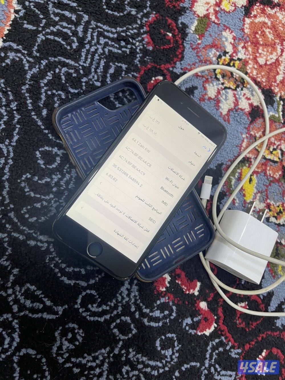 ايفون 7 السابع 128 قيقا بطارية 100 نظيف وشغال تمام مع الشحن5
