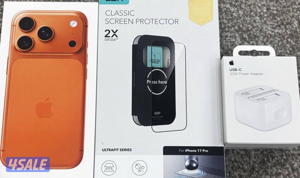 للبيع أيفون 17 برو 256 + حماية شاشة وبلاك شحن0