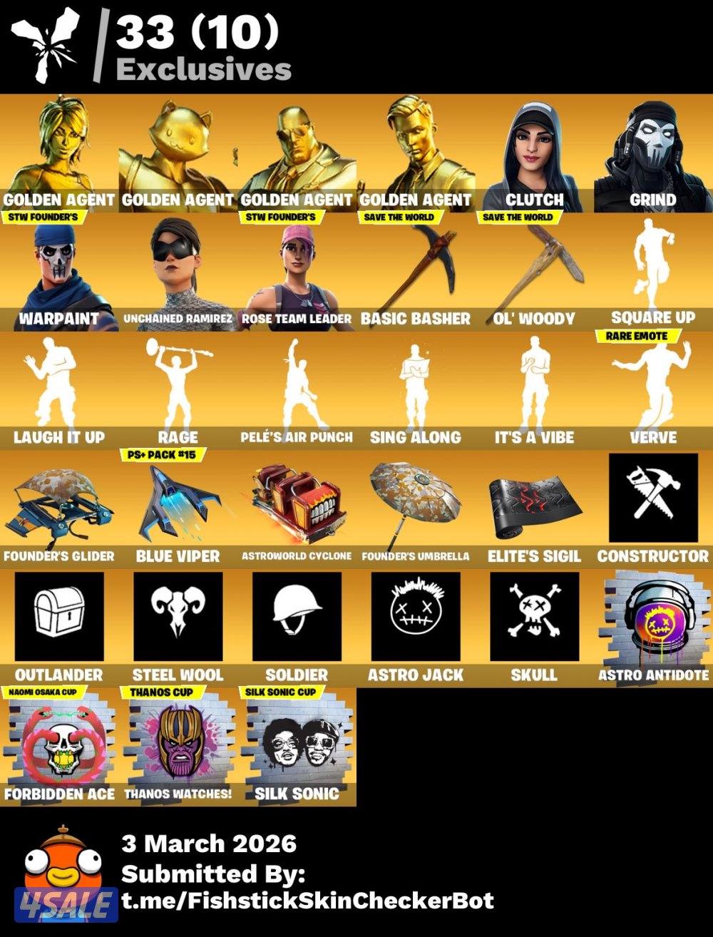 للبيع حساب فورت نايت يربط جميع المنصات وكآمل معلوماته في الواتساب10