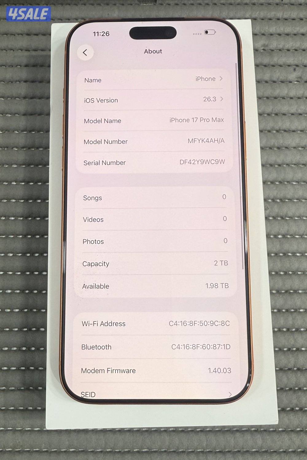 iPhone 17 Pro Max 2TB(Arabic Version) Orange 1 Day Used only.6