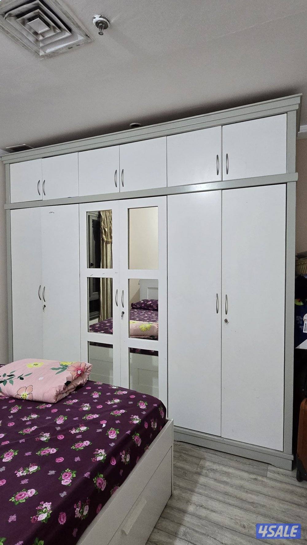 IKEA bed with mattress and cabinet1