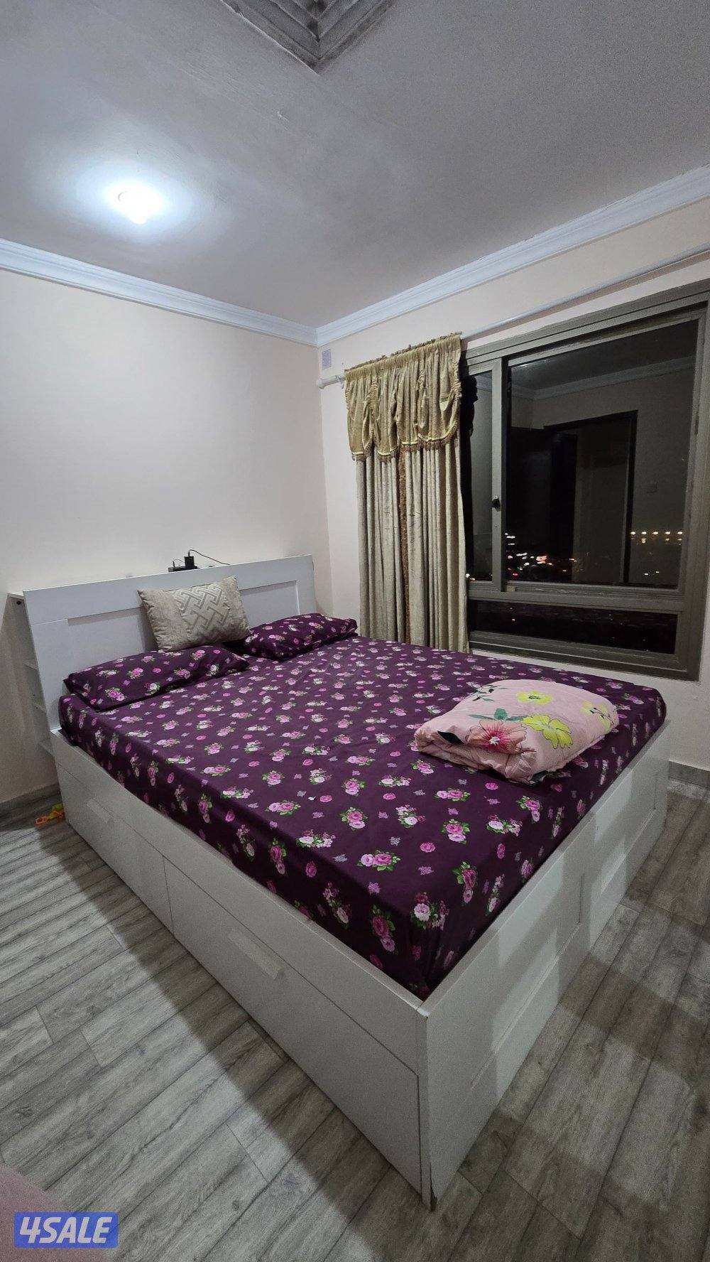 IKEA bed with mattress and cabinet2