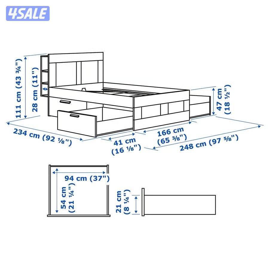 IKEA bed with mattress and cabinet6