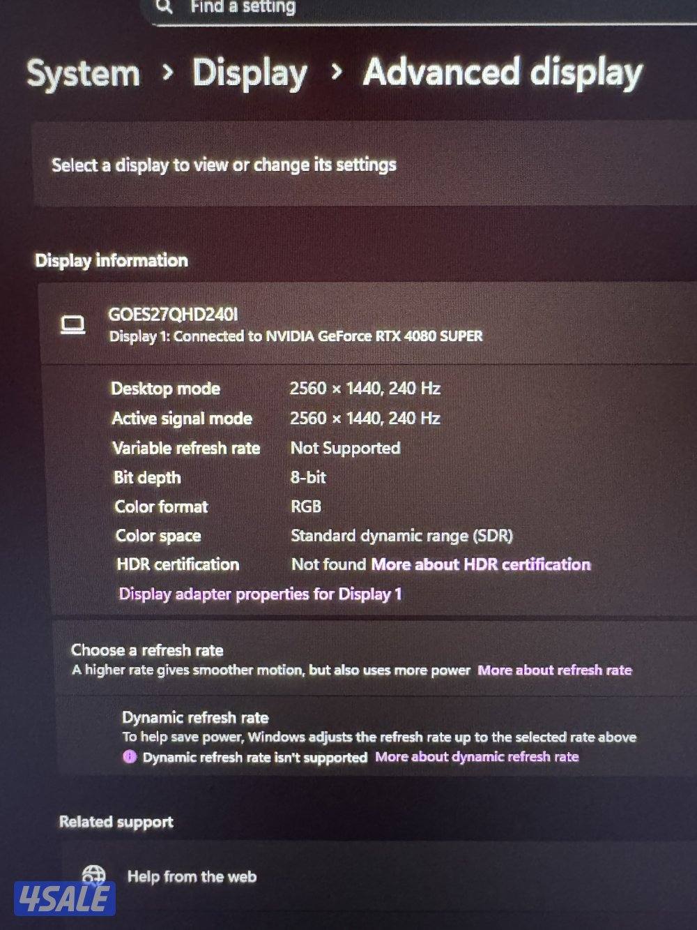 شاشتين للبيع مع ستاند و سماعه 2k 240hz FHD 144hz1