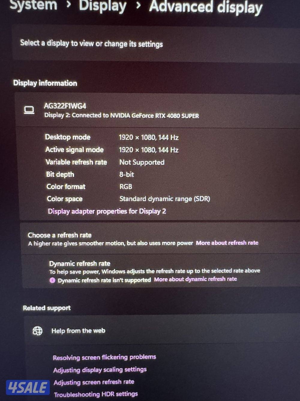 شاشتين للبيع مع ستاند و سماعه 2k 240hz FHD 144hz3