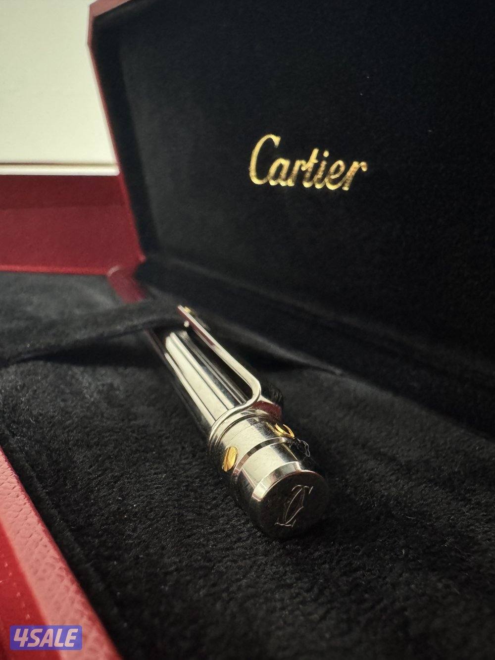 قلم كارتير ( CARTIER PEN BP SANTOS SM GODRON DECOR TWOTONE)2