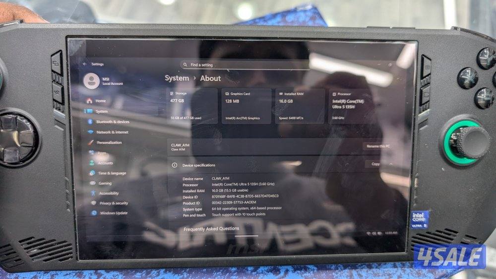 msi CLAW A1M ultra 54