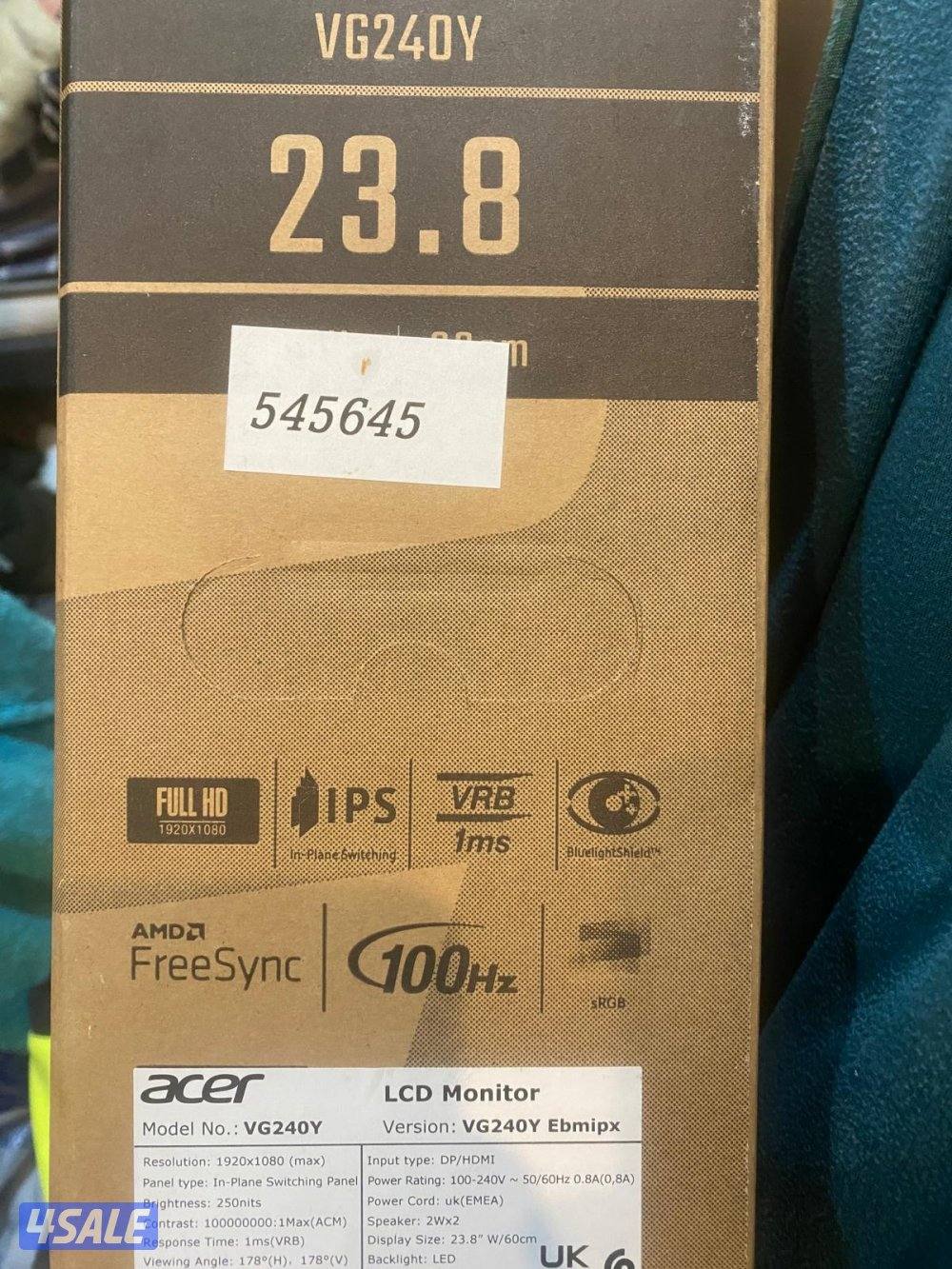 Acer Nitro VG240Y 23.8" FHD LCD Gaming Monitor, 1ms, 100HZ - Black5