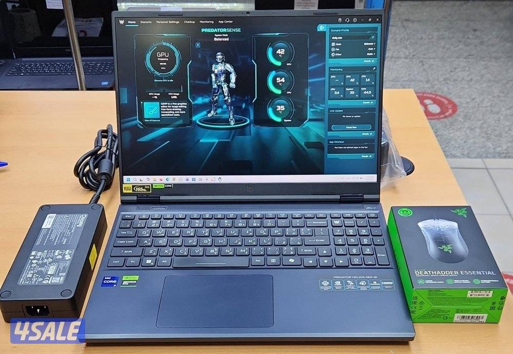 للبيع لابتوب جيمنقAcer Predator 16inch 2k i914gen/16 Ram DDR5/1TBSSD/45