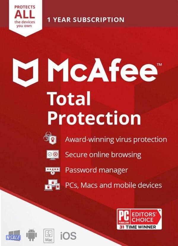 McAfee antivirus 5 devices 1 year0