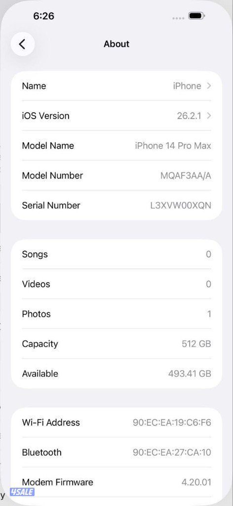 ايفون 14 برو ماكس – 512 جيجا – أسود مستعمل نظيف5