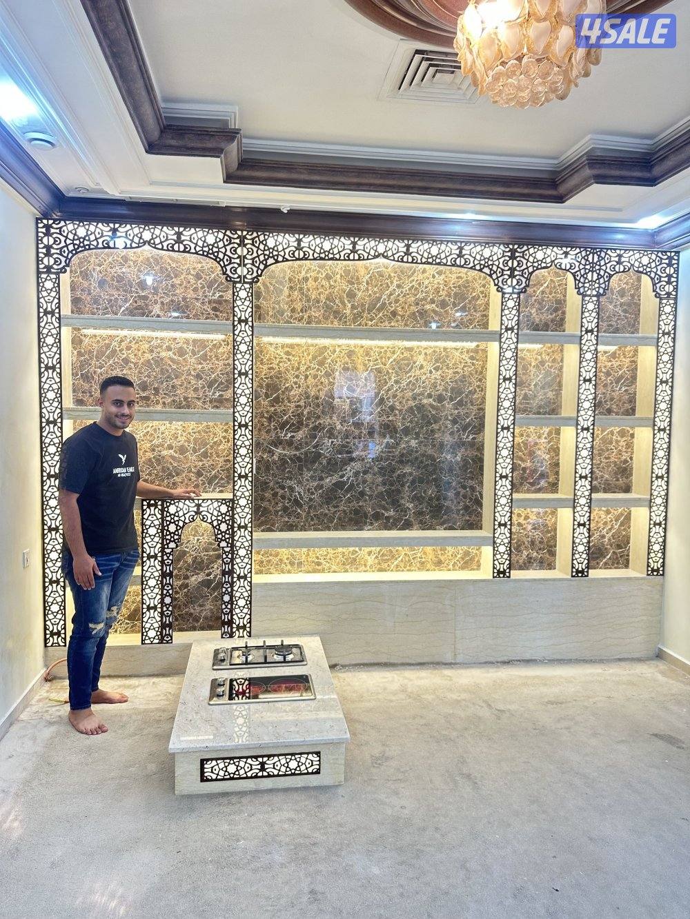 احدث الديكورات خشب وجارات رخام3