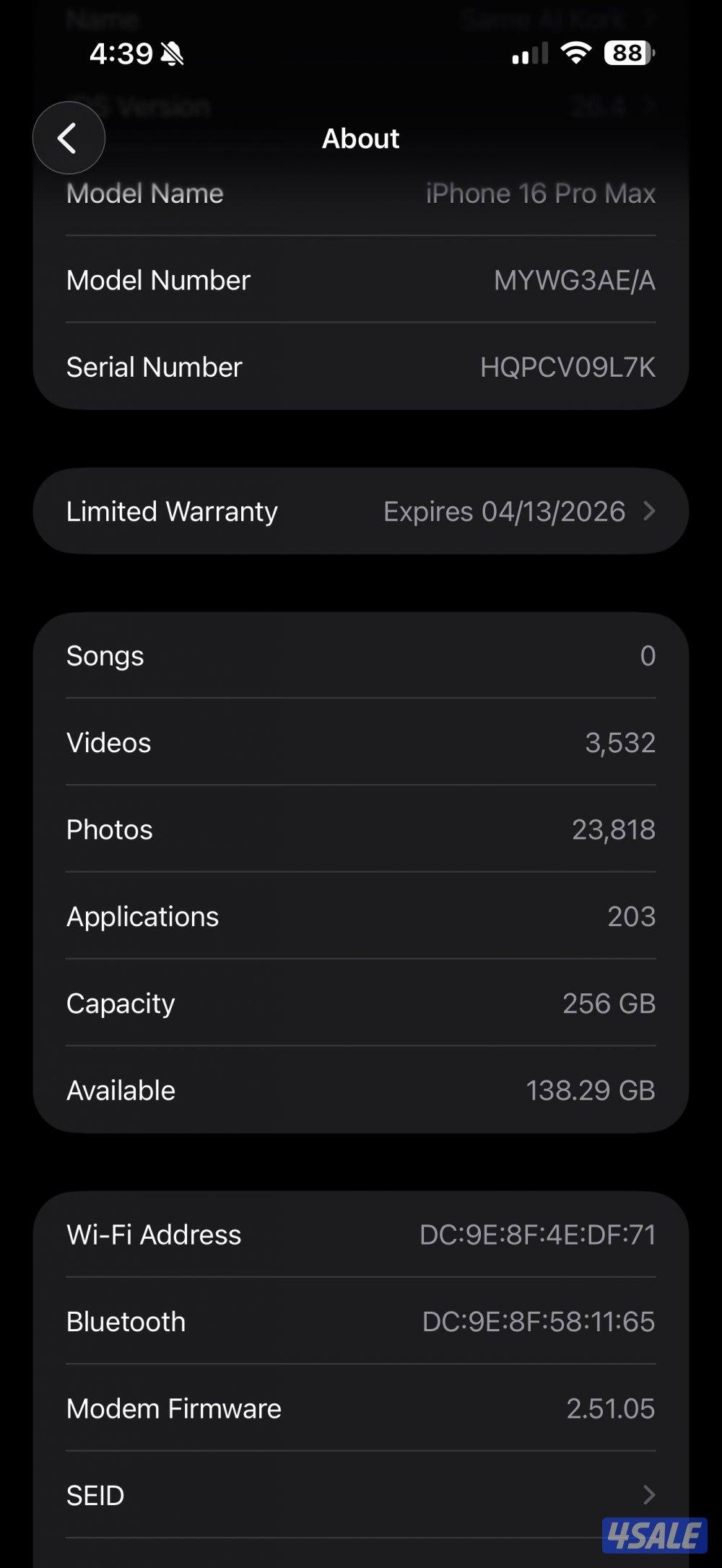 iPhone 16 pro Max 256 Black Titanium0