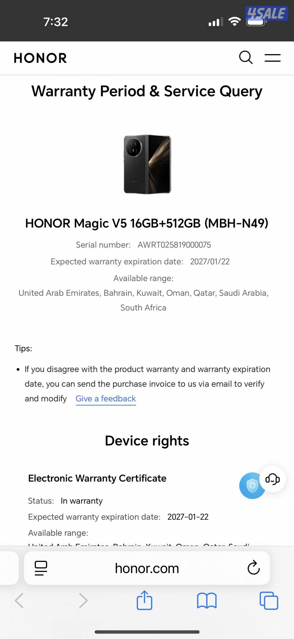 Honor Magic V5 512GB Black Used.10