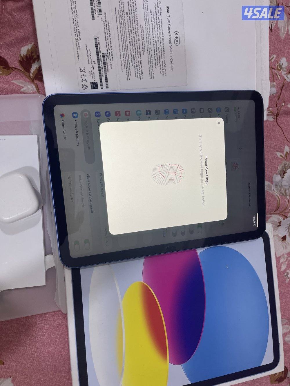 ايباد الجيل العاشر 10 ازرق 64 قيقا بطارية 100 خط شريحة 5g كفالة 11 شهر6