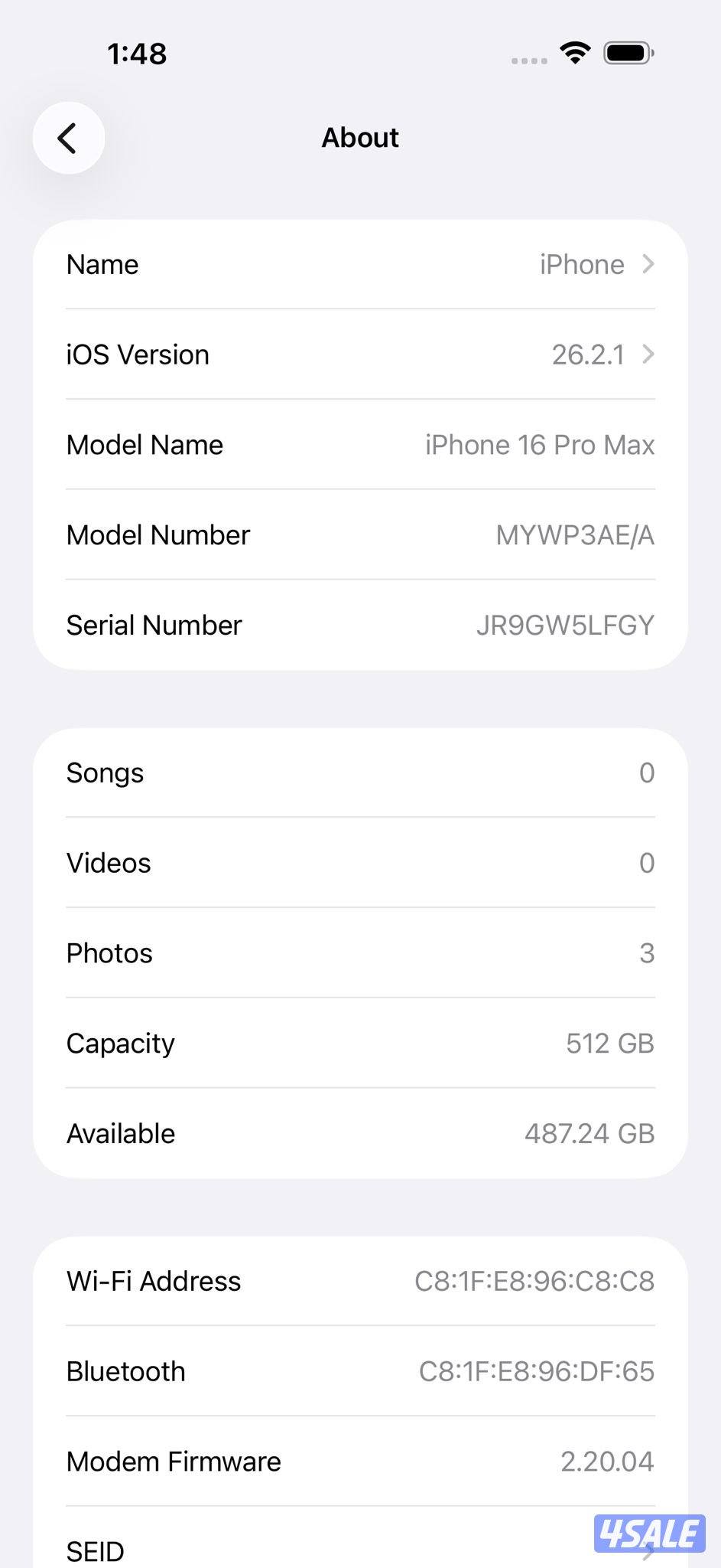 ايفون 16 برو ماكس – 512 جيجا – تيتانيوم طبيعي بطارية 89% مستعمل9
