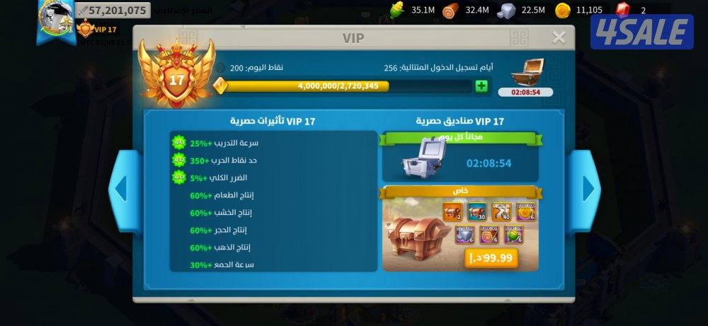 حساب vip rise of kingdoms3