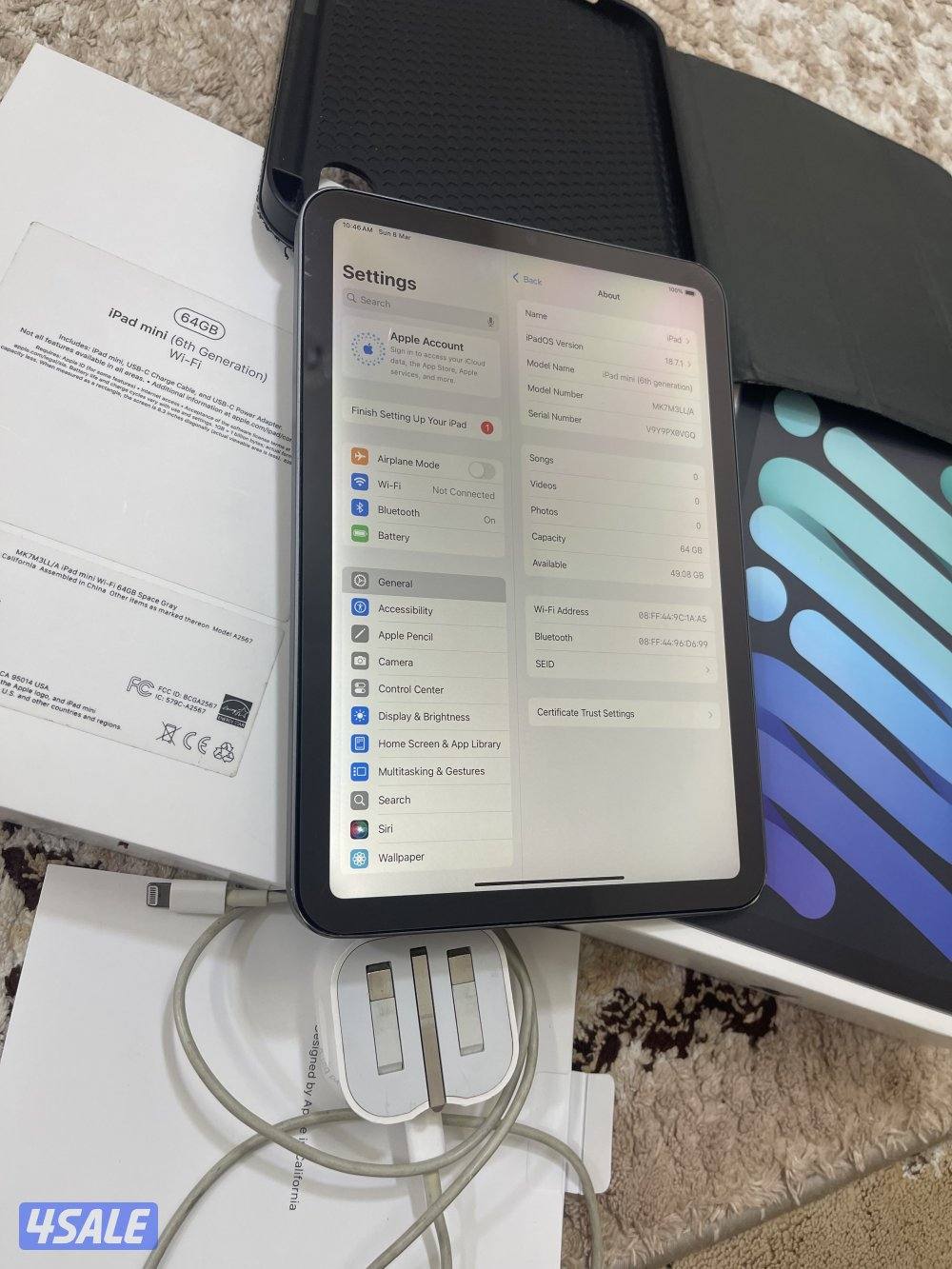 ايباد ابل ميني 6 السادس رمادي 64 قيقا شغال زين مع الشحن والكرتون3