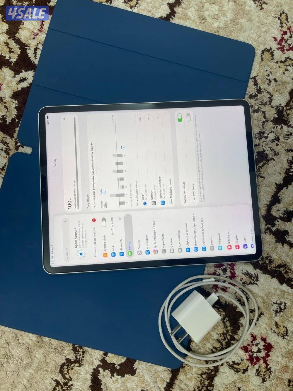 ايباد ابل برو 12.9 انش 256 قيقا الخامس ام ون معالج m1 واي فاي 5g نظيف1