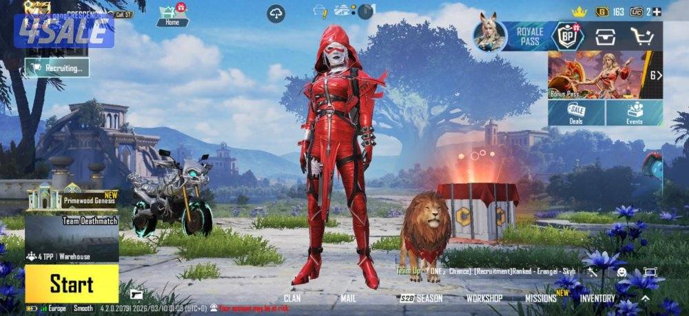 حساب ببجي لسرعة البيع فيه ٤١ سلاح يتطور من ضمنهم ثلاث امفور حساب لقطه3