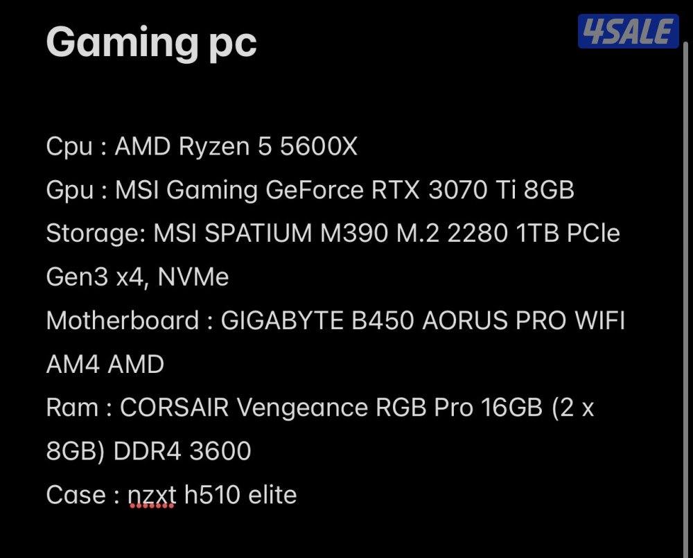 Gaming pc rtx 3070 ti ryzen 5 5600x 16gb ram1