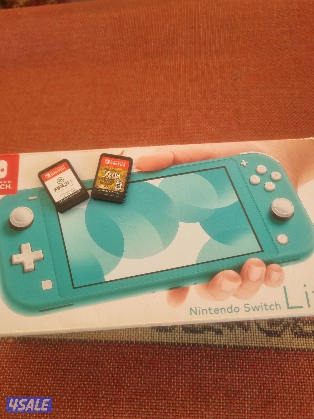 للبيع جهاز نتندو سويتش لايت + fifa 2021 +zelda لعبتين0