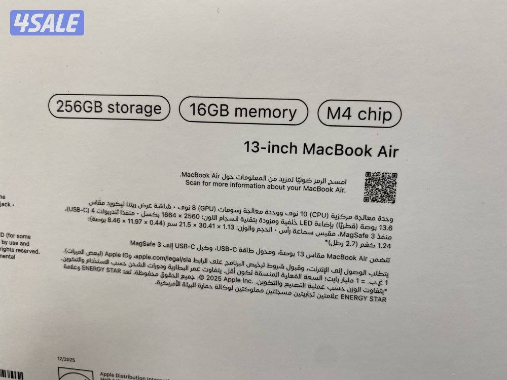 Apple MacBook Air 13-inch M4 16gb Ram 256gb New0