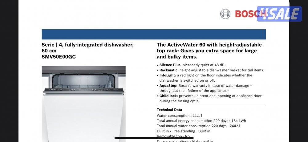 غسالة صحون من Bosch جديدة تم تشغيلها مرتين فقط سبب البيع المطبخ صغير.0