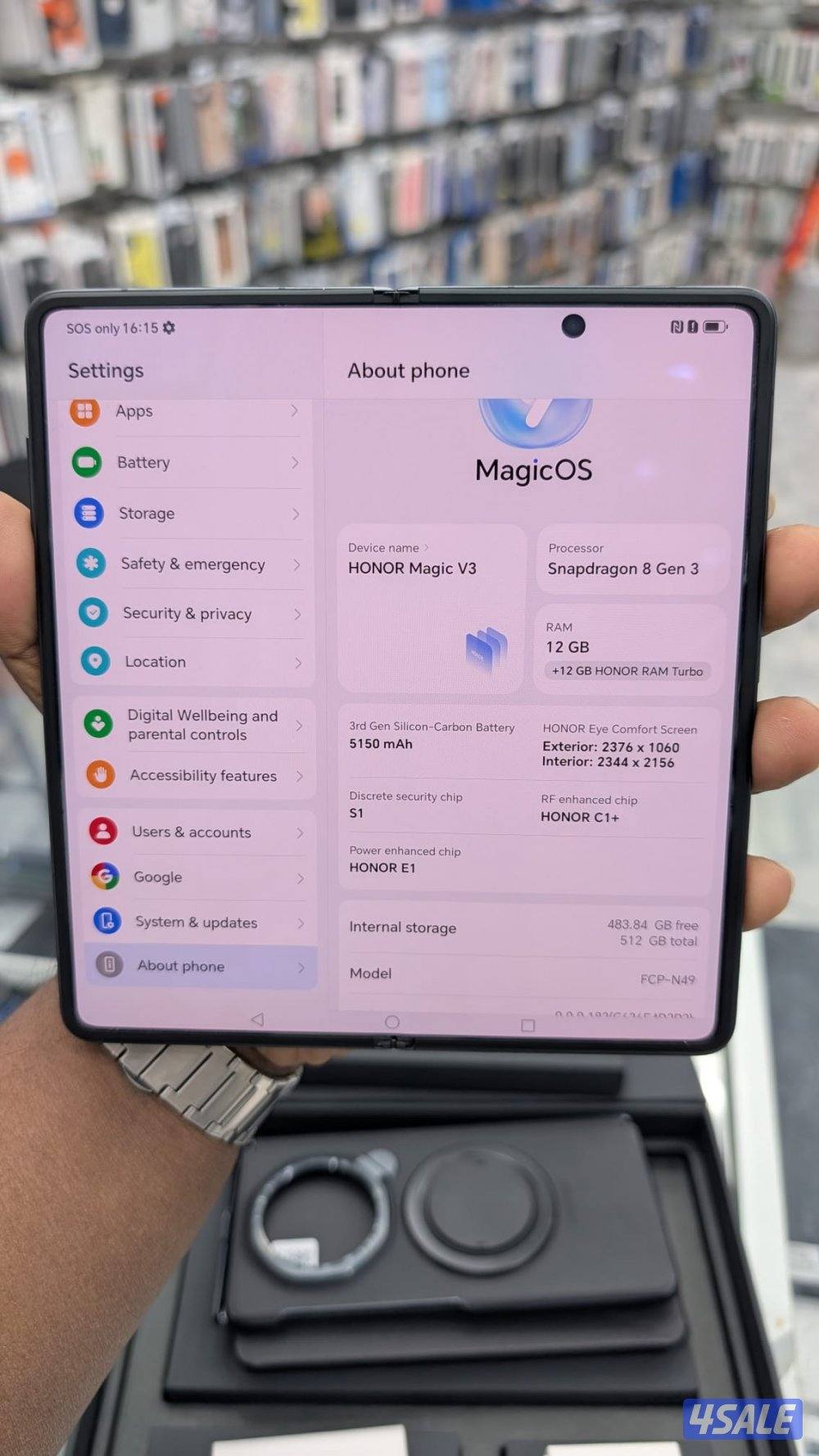 Honor magic v3 black used 512 gb with box and all2