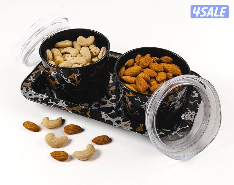 مجموعة حافظات مع صينية تقديم 2 قطعة :
🖤 اللون : أسود أنيق
Set of 2 St1