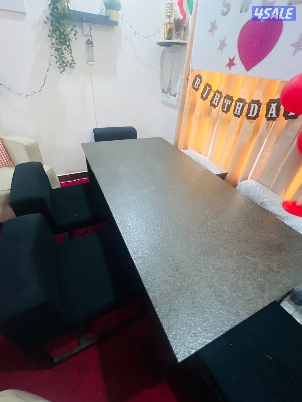 Dining table marble with 6 chair with cloth and 4 table mate1