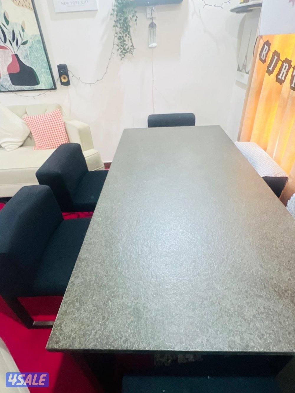 Dining table marble with 6 chair with cloth and 4 table mate3