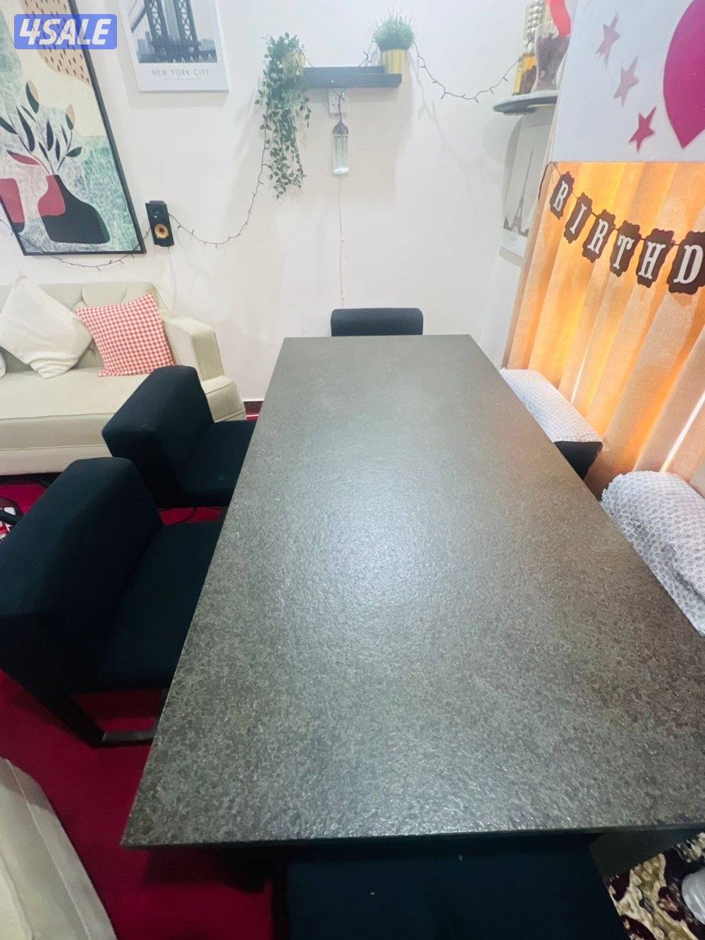 Dining table marble with 6 chair with cloth and 4 table mate4