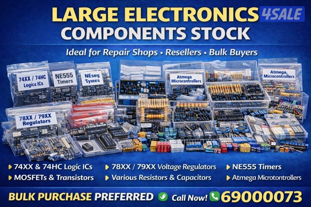 Large Electronics Components Stock – ICs, MOSFETs, Resistors, Capacito0