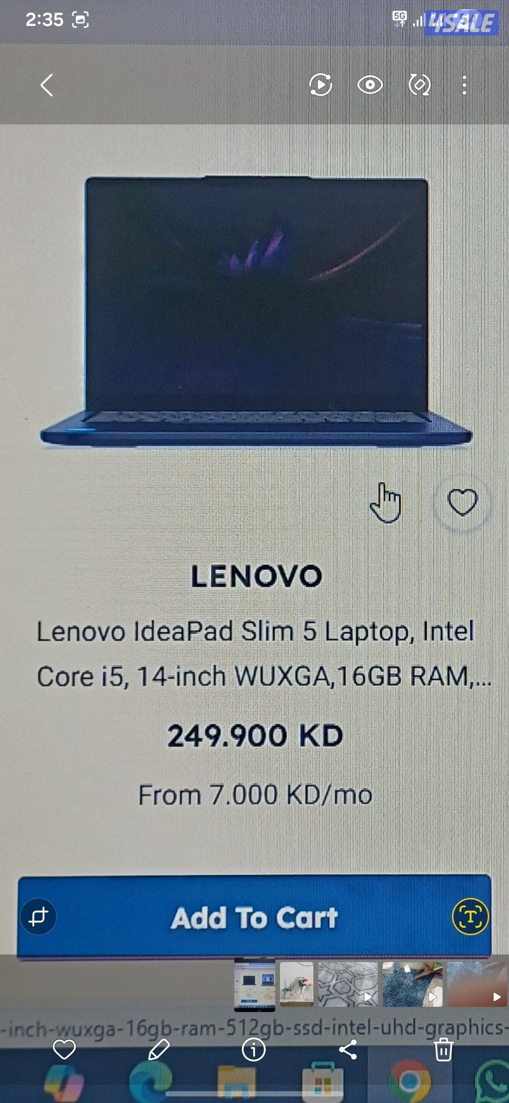 Lenovo Idea pad Slim 5 intel core i5 Laptop, 14", 16gb RAM, 512 GB SSD2